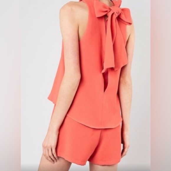 DO+BE Pants - Do+Be halter layered jumper romper orange women’s size small bow tie in back (M)